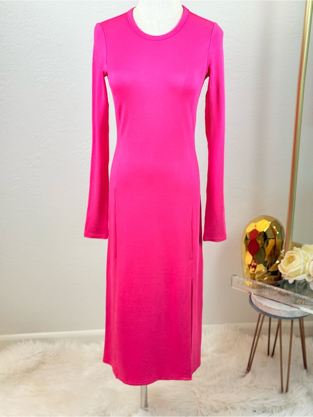 Barbiecore Elizabeth and James Luxury Fuchsia Midi Dress M